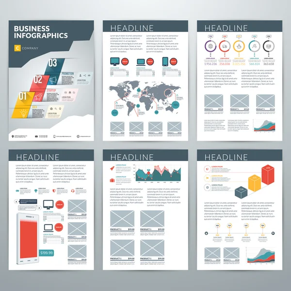 Infographics Vector Concept. Set of Business Infographic Design Elements for Data Visualization — ストックベクタ