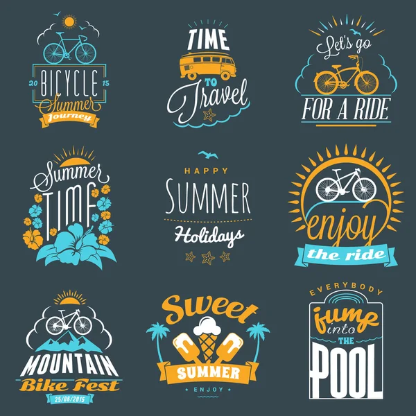 Ensemble d'insignes de vacances d'été. Logotypes et éléments de design Hipster Vintage — Image vectorielle