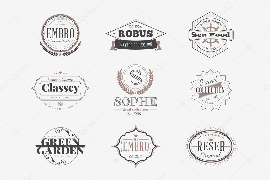 Set of Hipster Retro Badges, Labels, Logotypes. Vector Design Templates