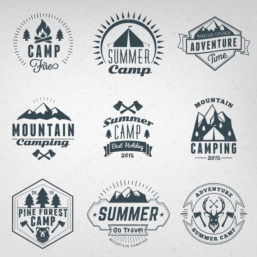 Summer Holidays Design Elements. Set of Hipster Vintage Logotypes and Badges
