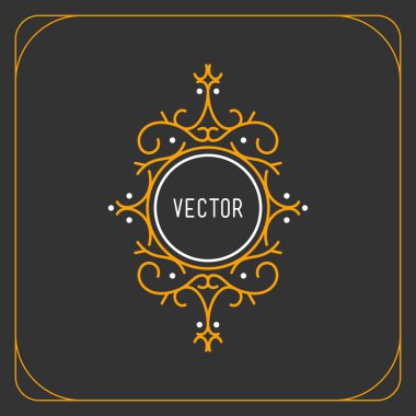 Soyut vektör hat sanat çiçek dekorasyon çerçeve. Tasarım şablonu