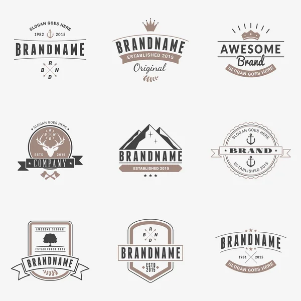 Set de Etiquetas Hipster Vintage, Logotipos, Insignias. Plantillas de diseño de línea delgada — Vector de stock