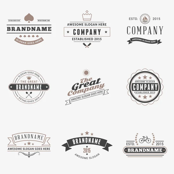 Set de Etiquetas Hipster Vintage, Logotipos, Insignias. Plantillas de diseño de línea delgada — Vector de stock