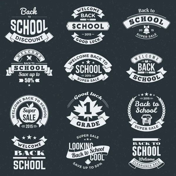 Collection de design vectoriel de retour à l'école. Insigne de style vintage rétro et étiquettes — Image vectorielle