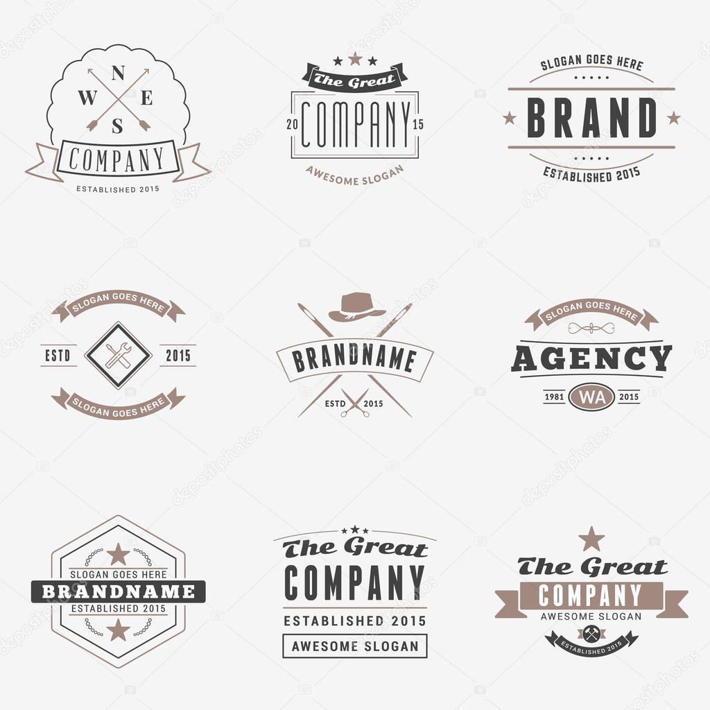 Set of Hipster Vintage Labels, Logotypes, Badges. Thin Line Design Templates