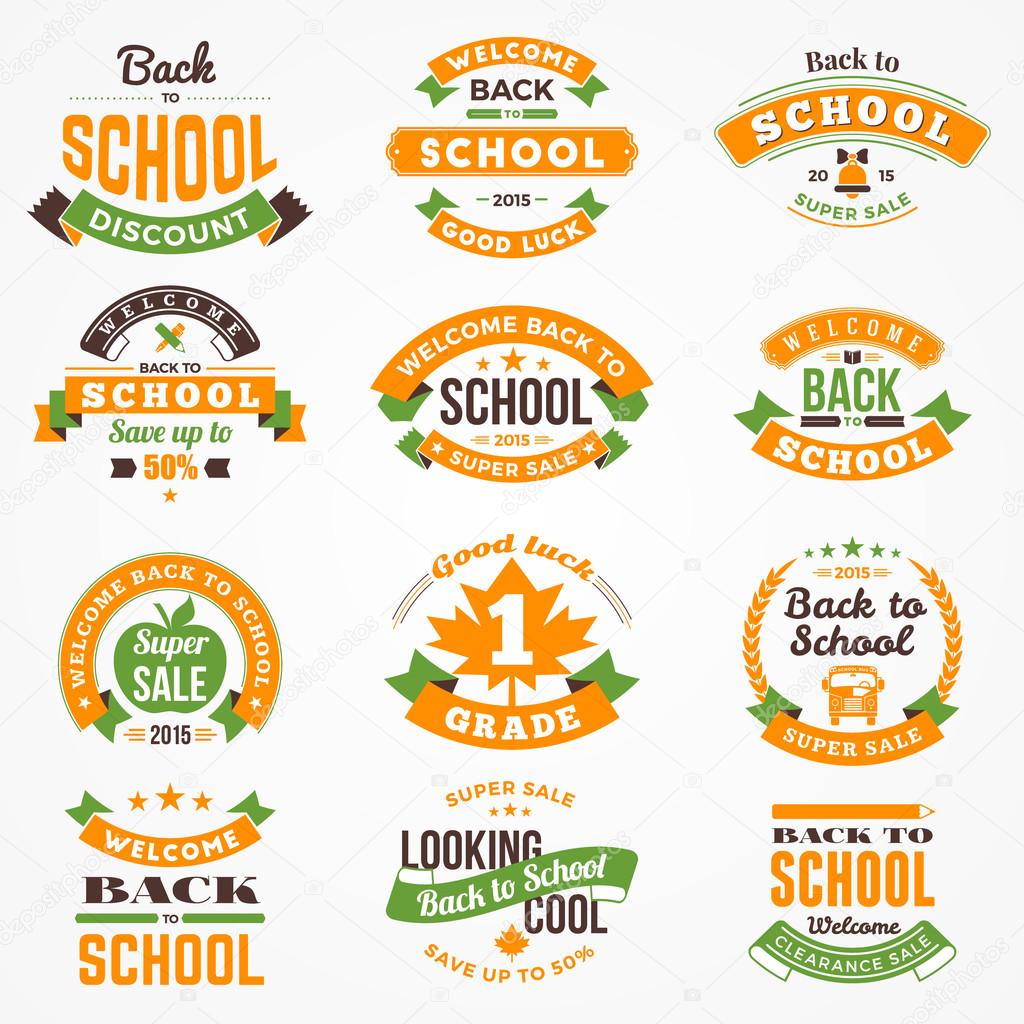 Back to School Vector Design Collection. Retro Vintage Style Badge and Labels