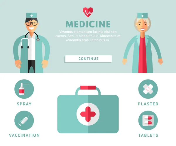 Profession Concept. Medicine. Flat Design Concepts for Web Banners and Promotional Materials — Stockový vektor