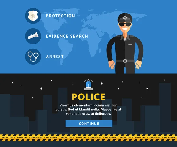 Profession Concept. Policeman. Flat Design Concepts for Web Banners and Promotional Materials — Wektor stockowy