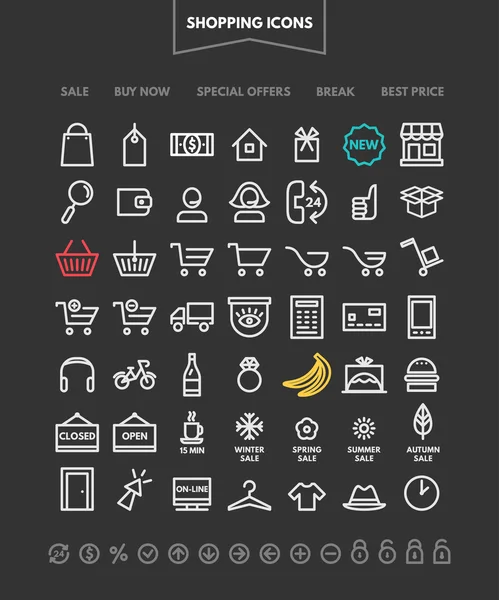 Set de Iconos de Negocios y Compras de Thin Line. Ilustración vectorial — Vector de stock