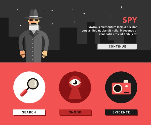Profession Concept. Spy. Flat Design Concepts for Web Banners and Promotional Materials — ストックベクタ