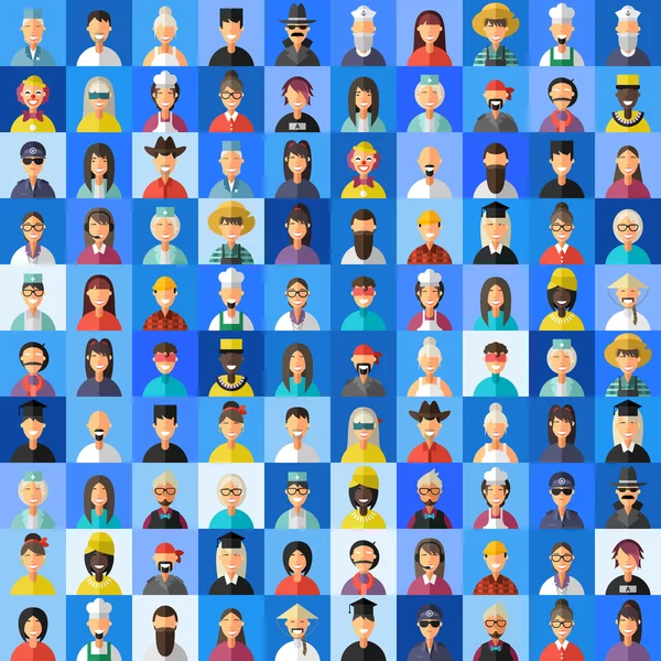 Flat Design Style Vector Avatar Background. Different People Professions, Female, Male