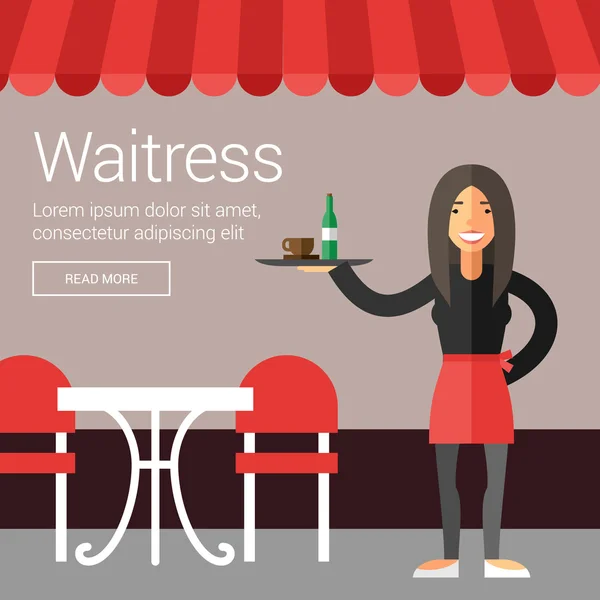 Profession People. Waitress. Flat Design Vector Illustration Concept for Web Banners and Promotional Materials — Stok Vektör