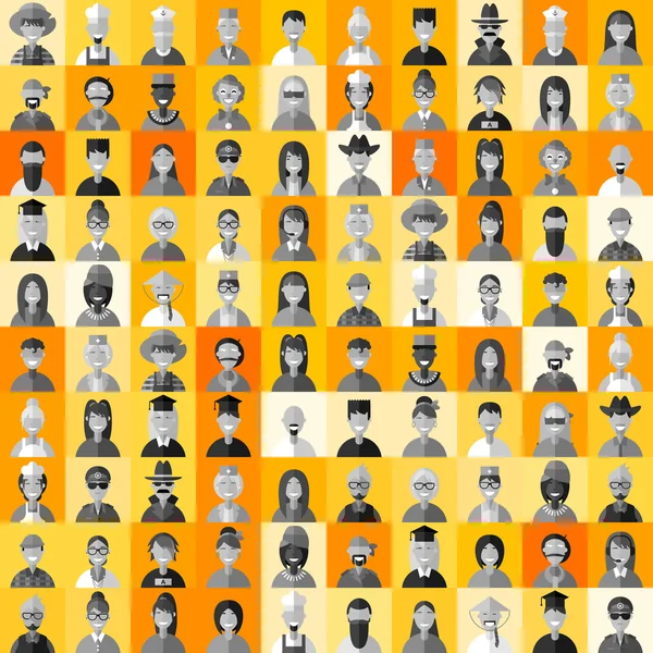 Flat Design Style Vector Avatar Background. Different People Professions, Female, Male — Stok Vektör