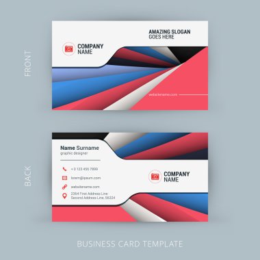 Creative and Clean Business Card Template with Material Design Abstract Colorful Background