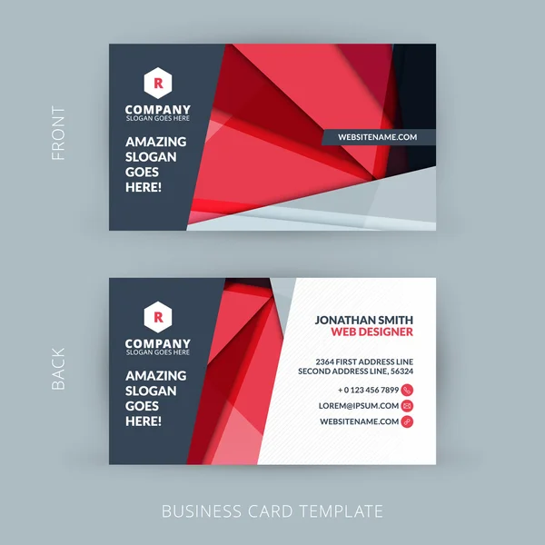 Creative and Clean Business Card Template with Material Design Abstract Colorful Background — Stockvector