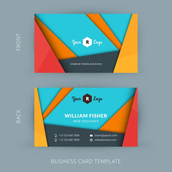 Creative and Clean Business Card Template with Material Design Abstract Colorful Background — 图库矢量图片