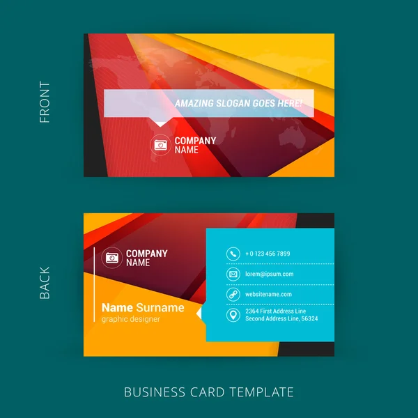 Creative and Clean Business Card Template with Material Design Abstract Colorful Background — Stock vektor