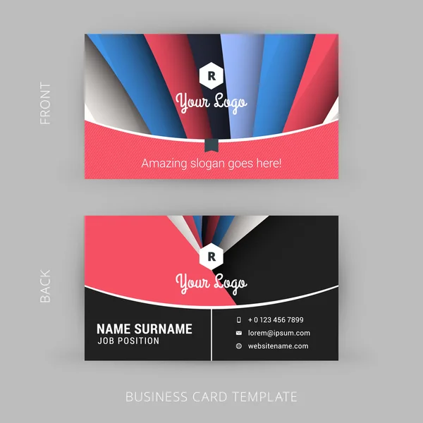 Modelo de cartão de visita criativo e limpo com design de material abstrato fundo colorido — Vetor de Stock