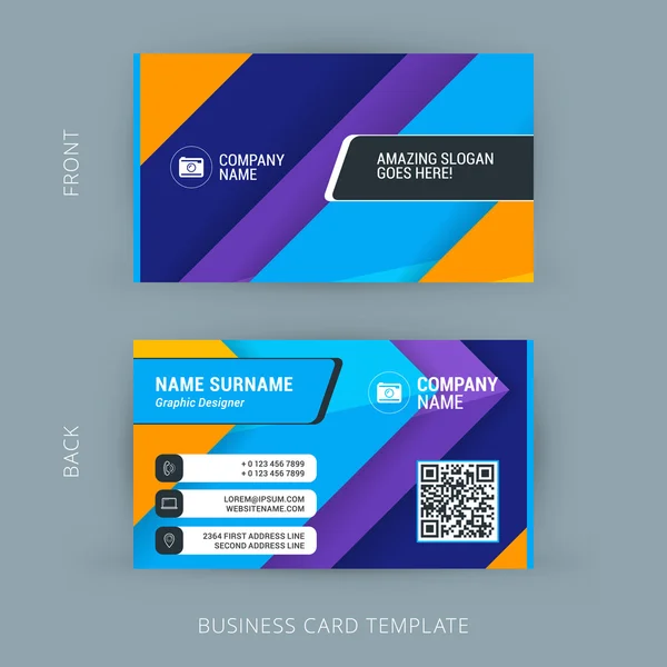 Creative and Clean Business Card Template with Material Design Abstract Colorful Background — Stockový vektor