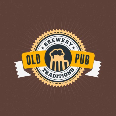 Retro Vintage tasarım öğesi için Brewery rozet, logo, etiket. Vektör çizim