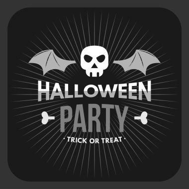 Retro Vintage Halloween rozeti. Siyah ve beyaz vektör çizim