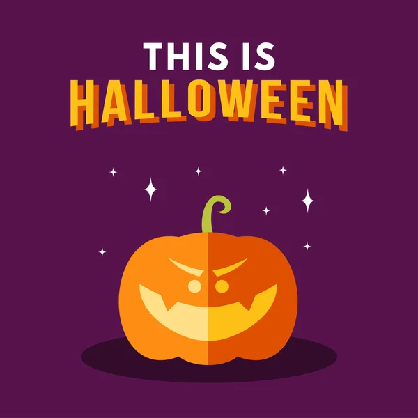 Halloween Vector Illustration with Pumpkin and Text This Is Halloween — Stockvector
