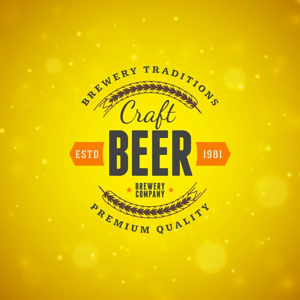 Retro Design Element, Badge, Logotype, Label for Beer, Beer Shop, Pub, Bar. Vector Illustration — 스톡 벡터