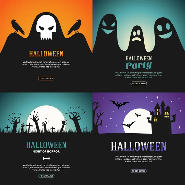 Conjunto de Halloween Web Banners. Conceitos de Design para Web Banners e Materiais Promocionais — Vetor de Stock