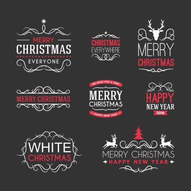 Noel ve yeni yıl vektör dekorasyon Set tasarım öğeleri, etiketleri ve tatil dilek