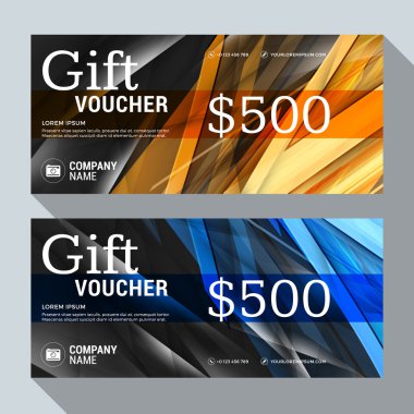 Gift Voucher Vector Design Print Template. Discount Card. Gift Certificate. 2 Color Themes. Vector Illustration