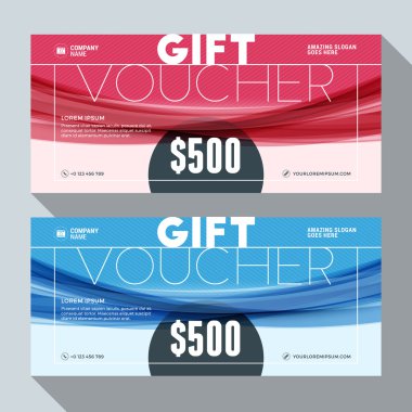 Gift Voucher Vector Design Print Template. Discount Card. Gift Certificate. 2 Color Themes. Vector Illustration