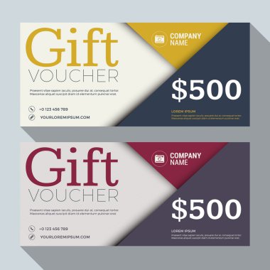 Gift Voucher Vector Design Print Template. Discount Card. Gift Certificate. 2 Color Themes. Vector Illustration