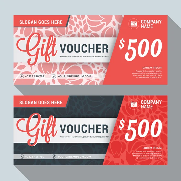 Gift Voucher Vector Design Print Template. Discount Card. Gift Certificate. 2 Color Themes. Vector Illustration — Wektor stockowy
