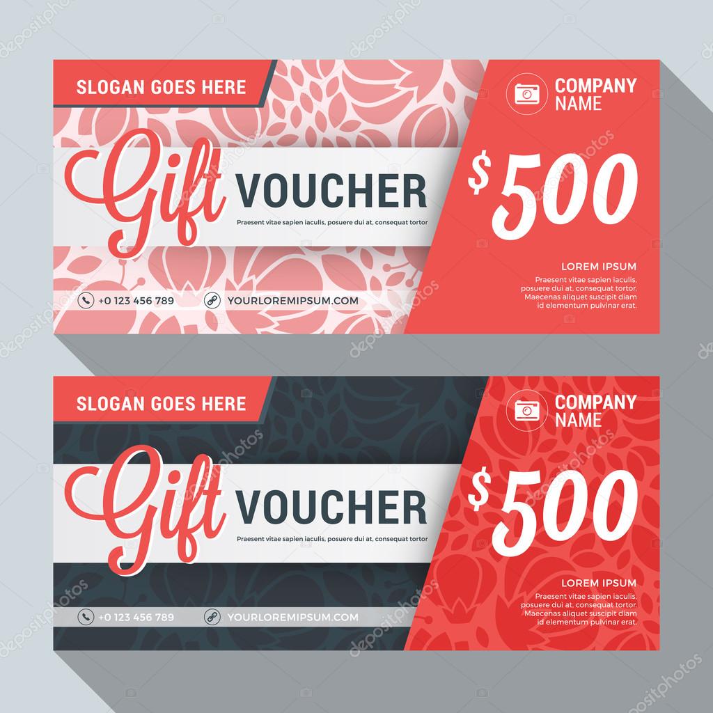 Gift Voucher Vector Design Print Template. Discount Card. Gift Certificate. 2 Color Themes. Vector Illustration