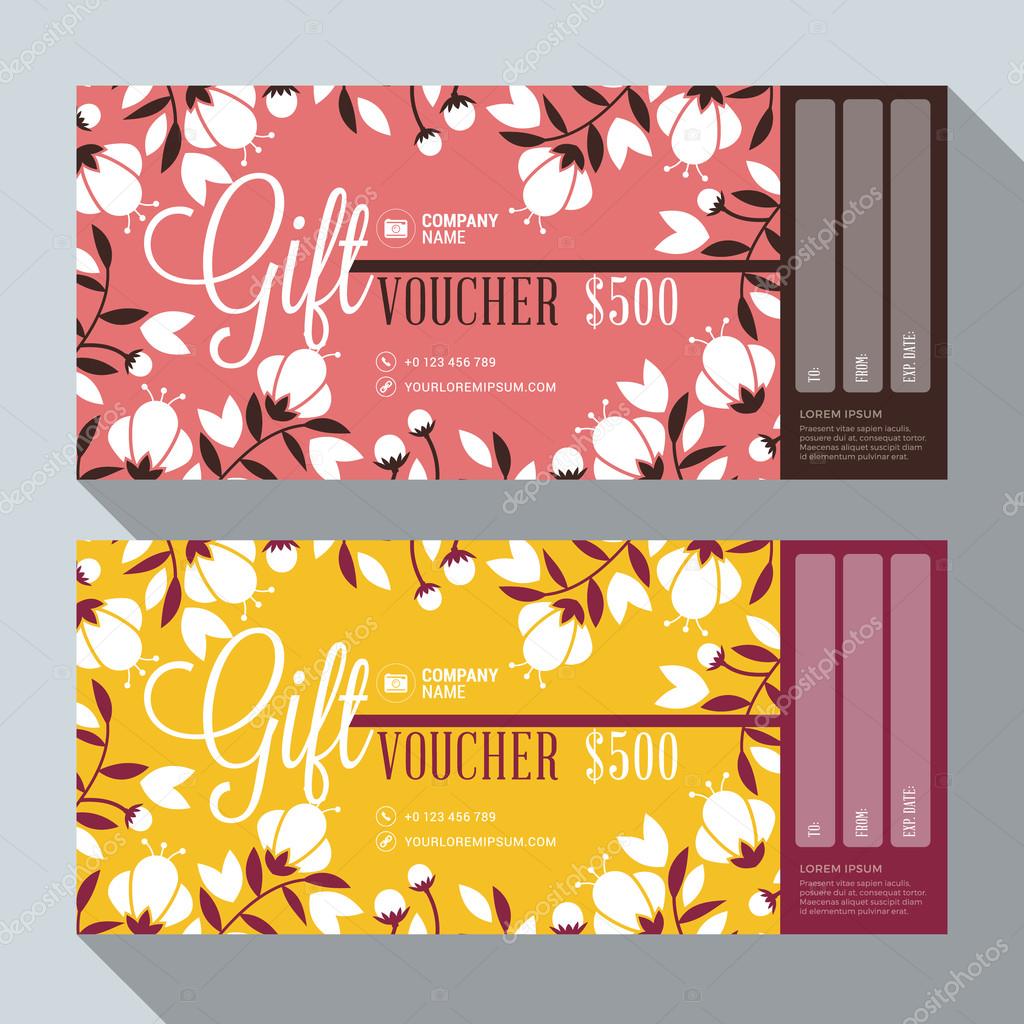 Gift Voucher Vector Design Print Template. Discount Card. Gift Certificate. 2 Color Themes. Vector Illustration