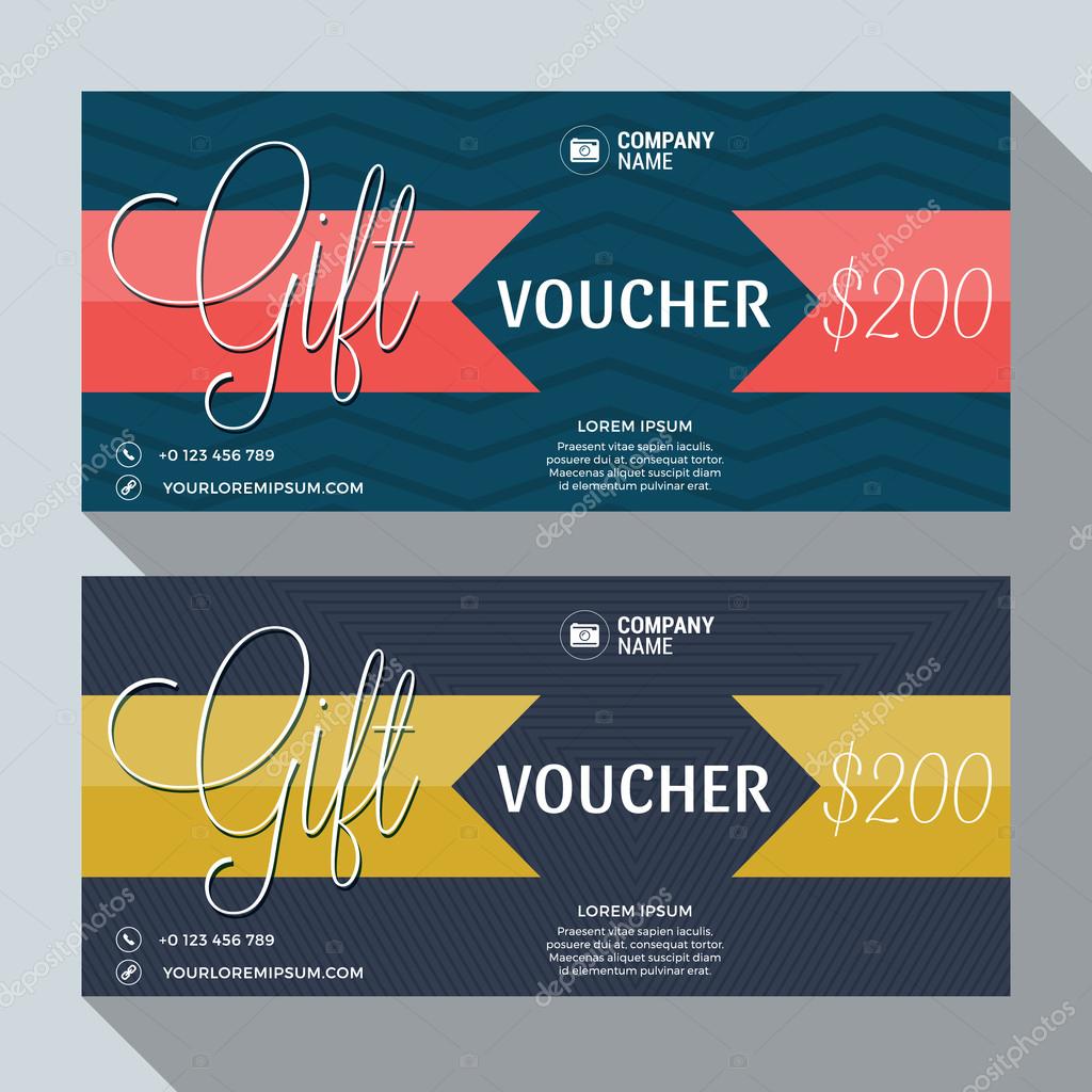 Gift Voucher Vector Design Print Template. Discount Card. Gift Certificate. 2 Color Themes. Vector Illustration