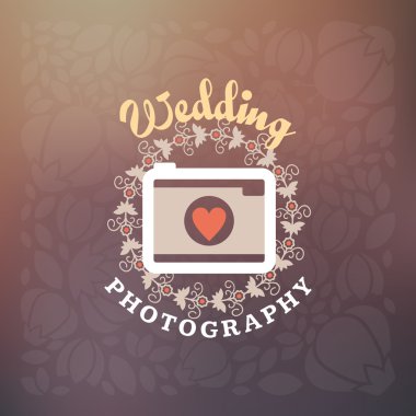 Fotoğraf Logo tasarım şablonu. Retro vektör rozeti. Düğün fotoğrafçılığı