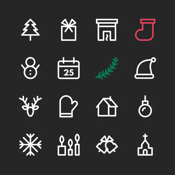 Set de iconos de Navidad y Año Nuevo. Ilustración vectorial — Archivo Imágenes Vectoriales