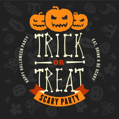 Retro Happy Halloween Badge, Sticker, Label. Design Element for Greetings Card or Party Flyer. Vector Illustration