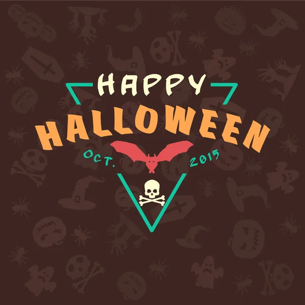 Retro Happy Halloween Badge, Sticker, Label. Design Element for Greetings Card или Party Flyer. Векторная миграция — стоковый вектор