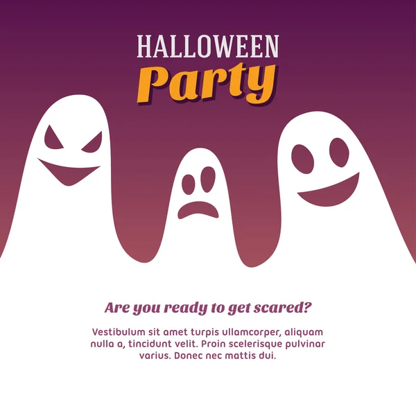 Halloween Vector Illustration with Three White Ghosts — ストックベクタ