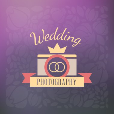 Fotoğraf Logo tasarım şablonu. Retro vektör rozeti. Düğün fotoğrafçılığı