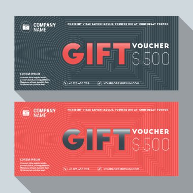 Gift Voucher Vector Design Print Template. Discount Card. Gift Certificate. 2 Color Themes. Vector Illustration