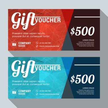 Gift Voucher Vector Design Print Template. Discount Card. Gift Certificate. 2 Color Themes. Vector Illustration