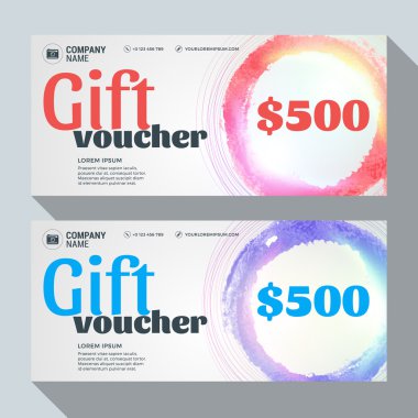 Gift Voucher Vector Design Print Template. Discount Card. Gift Certificate. 2 Color Themes. Vector Illustration