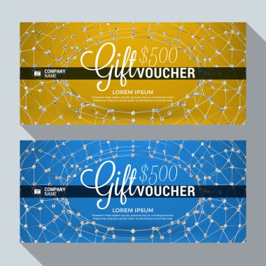 Gift Voucher Vector Design Print Template. Discount Card. Gift Certificate. 2 Color Themes. Vector Illustration
