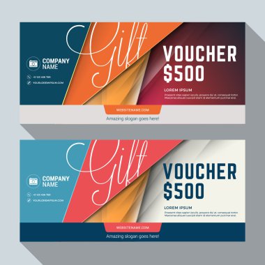 Gift Voucher Vector Design Print Template. Discount Card. Gift Certificate. 2 Color Themes. Vector Illustration