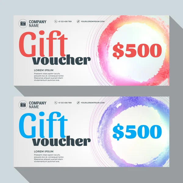 Gift Voucher Vector Design Print Template. Discount Card. Gift Certificate. 2 Color Themes. Vector Illustration — Stock vektor