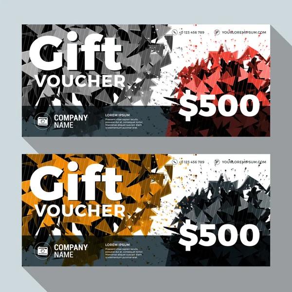 Gift Voucher Vector Design Print Template. Discount Card. Gift Certificate. 2 Color Themes. Vector Illustration — 스톡 벡터