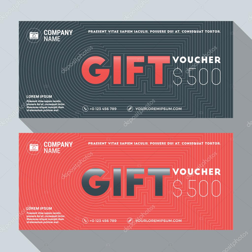 Gift Voucher Vector Design Print Template. Discount Card. Gift Certificate. 2 Color Themes. Vector Illustration